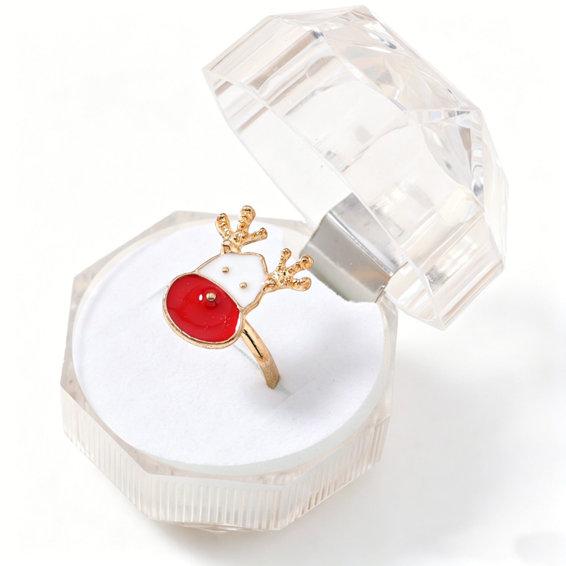 Cute Red Alloy Cattle Rings, Perfect For Christmas And Anniversary Children's Accessories