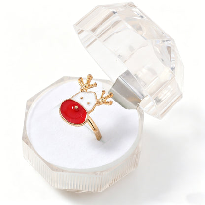 Cute Red Alloy Cattle Rings, Perfect For Christmas And Anniversary Children's Accessories