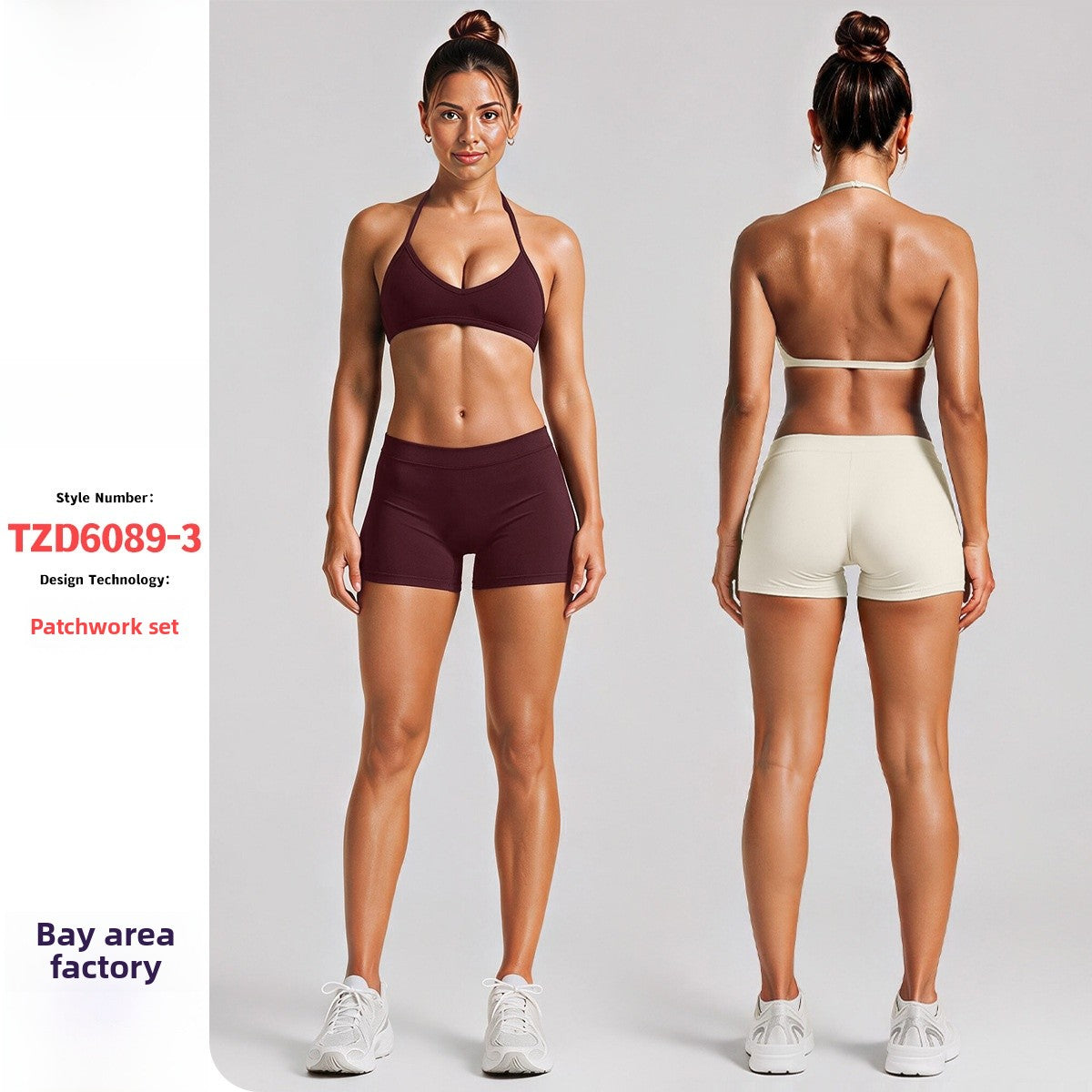 Sport Running Shorts For Women In Stretchy Nylon Fabric Featuring A Backless Design And Sleeveless Style
