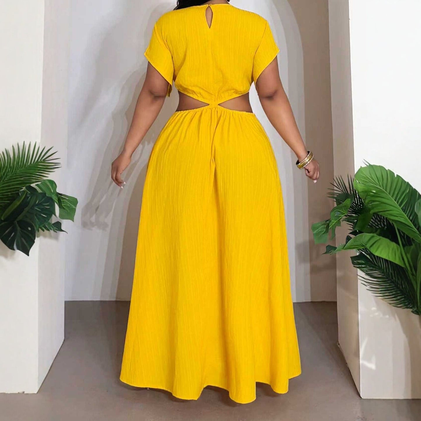Solid Color Round Neck Polyester Regular Dress For Women, Vacation Style Perfect For Charm