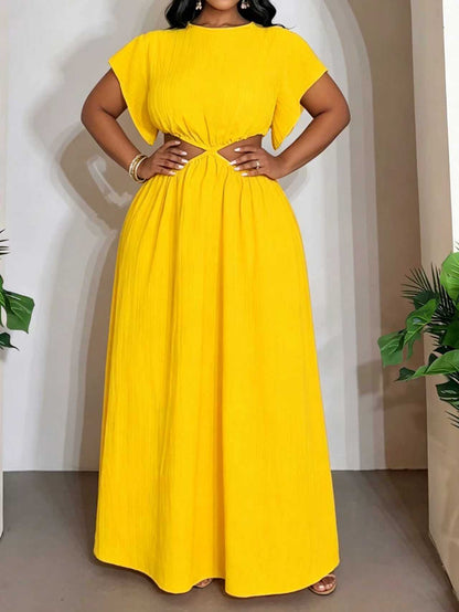 Solid Color Round Neck Polyester Regular Dress For Women, Vacation Style Perfect For Charm