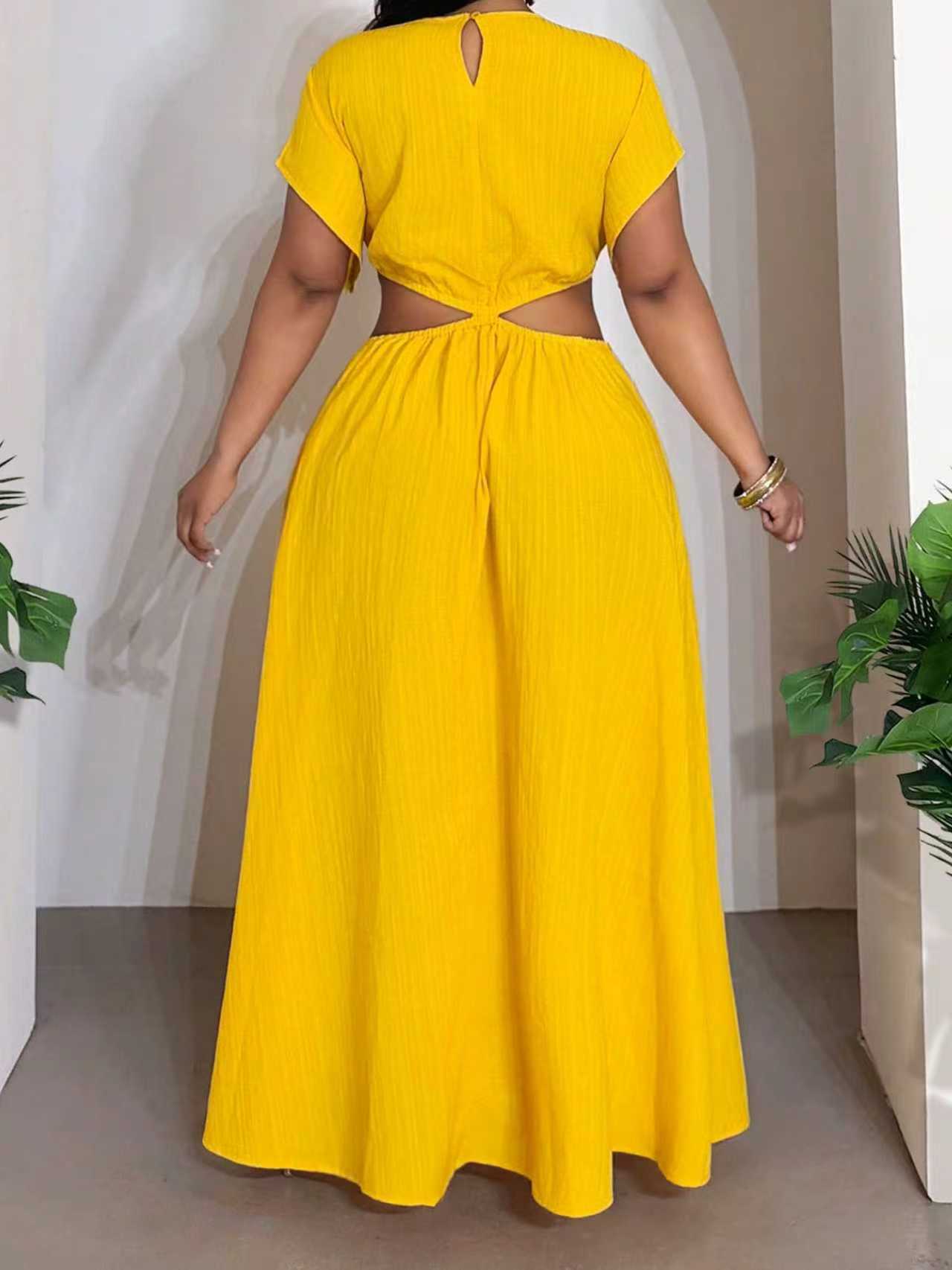 Solid Color Round Neck Polyester Regular Dress For Women, Vacation Style Perfect For Charm