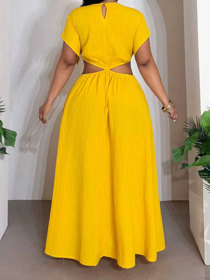 Solid Color Round Neck Polyester Regular Dress For Women, Vacation Style Perfect For Charm