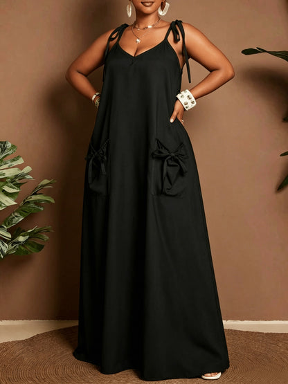 Solid Color Sleeveless U Neck Strap Dress For Women In Polyester, Perfect For Daily Vacation Wear