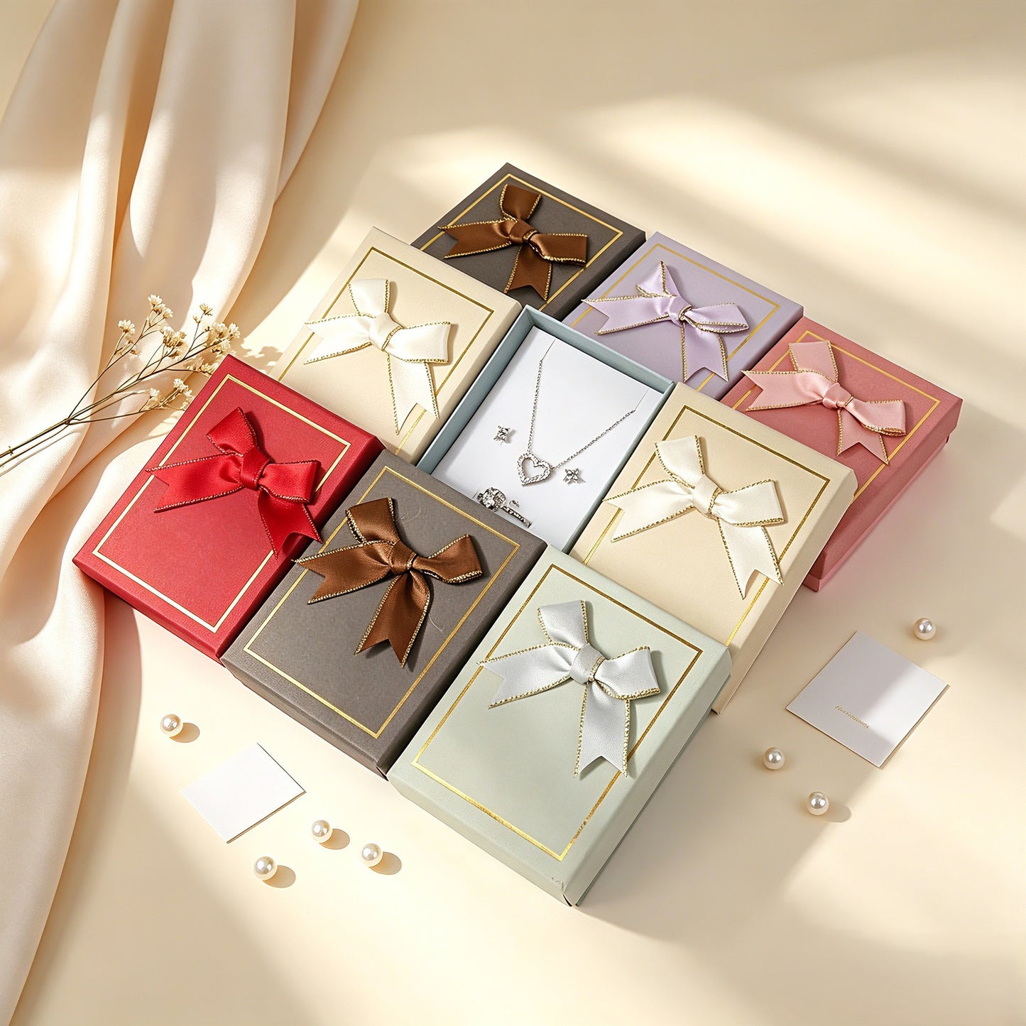 Bow Tie Jewelry Box Made Of Paper With Hot Stamping Craft, Available In Red For Elegant Jewelry Packaging
