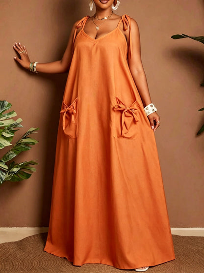 Solid Color Sleeveless U Neck Strap Dress For Women In Polyester, Perfect For Daily Vacation Wear