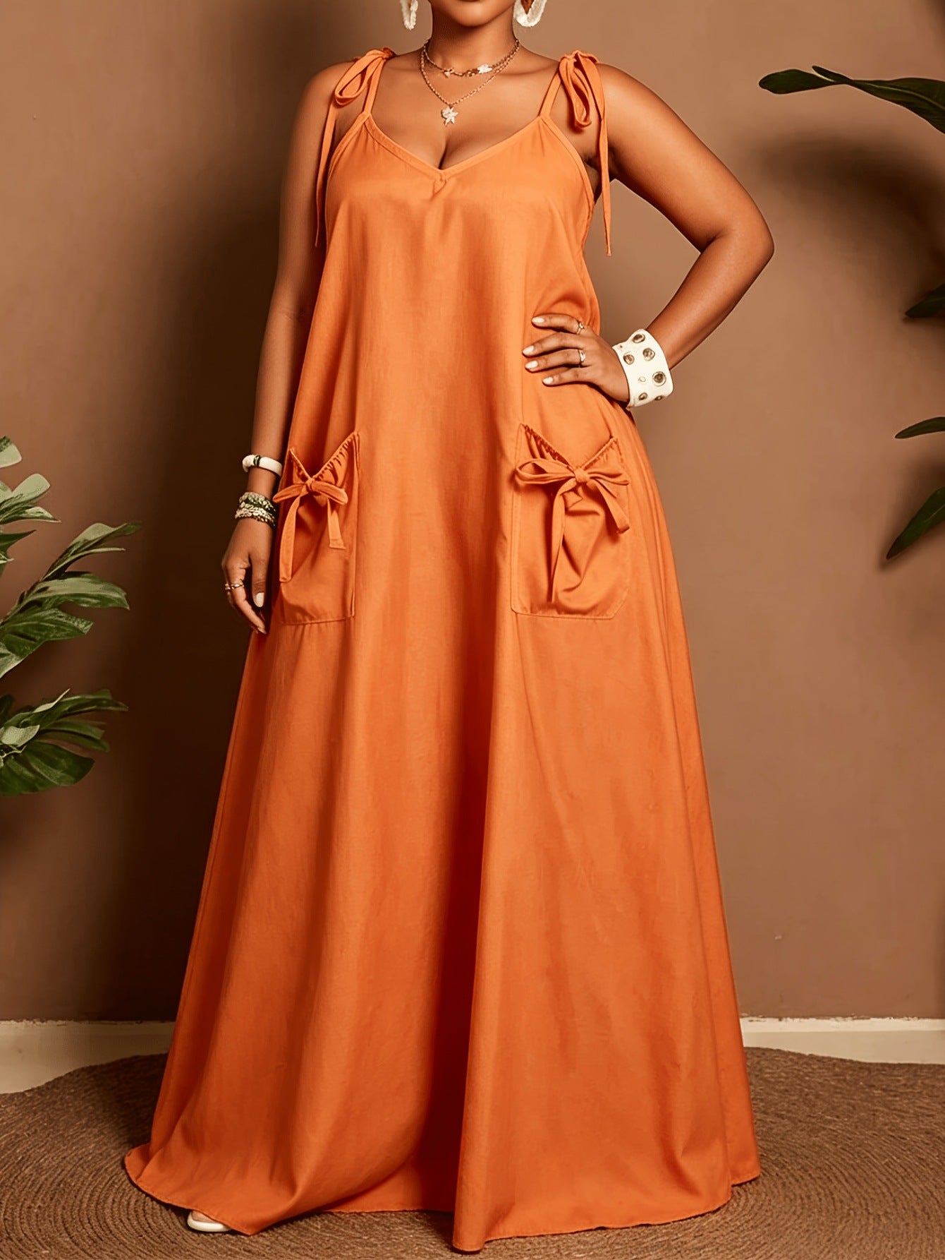 Solid Color Sleeveless U Neck Strap Dress For Women In Polyester, Perfect For Daily Vacation Wear