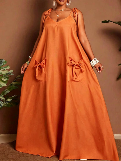 Solid Color Sleeveless U Neck Strap Dress For Women In Polyester, Perfect For Daily Vacation Wear