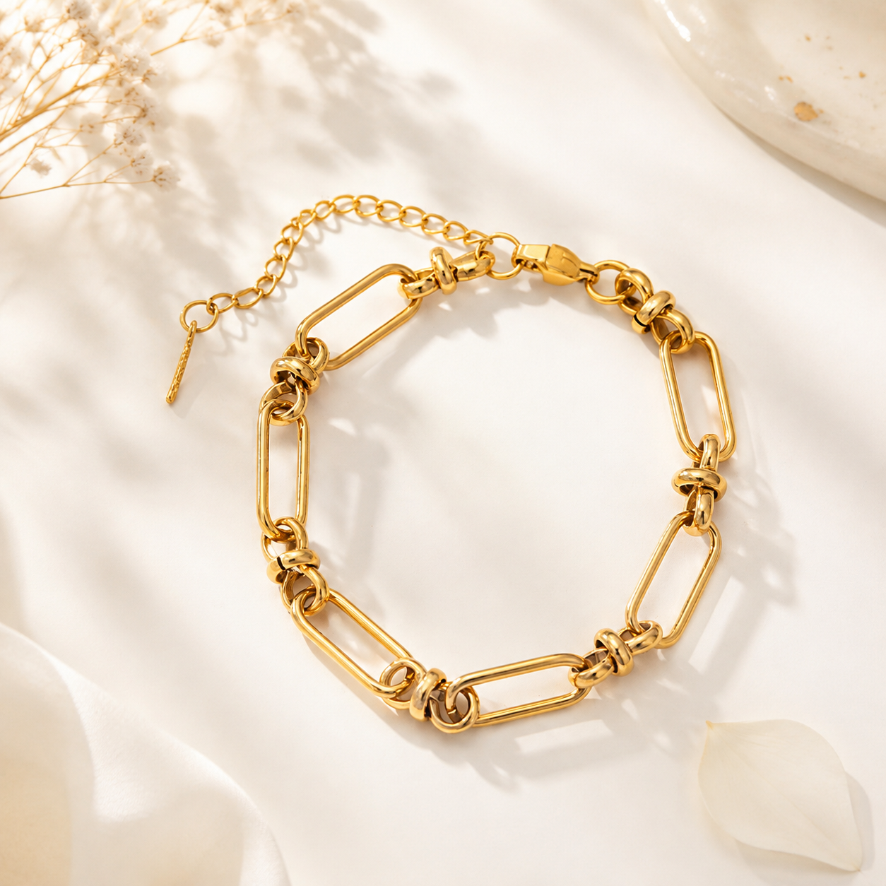 Bohemian Irregular Waterproof Non Tarnish Bracelet In 304 Stainless Steel With 18K Real Gold Plated PVD Coated Cuban Link Chain