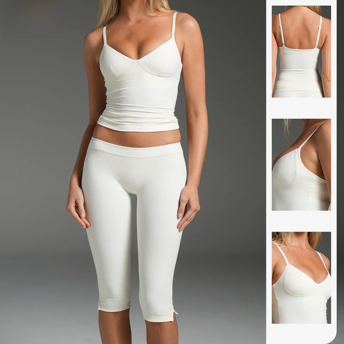 Sporty Yoga Calf-Length Pants For Women In Stretchy Nylon Fabric Featuring Slit Design