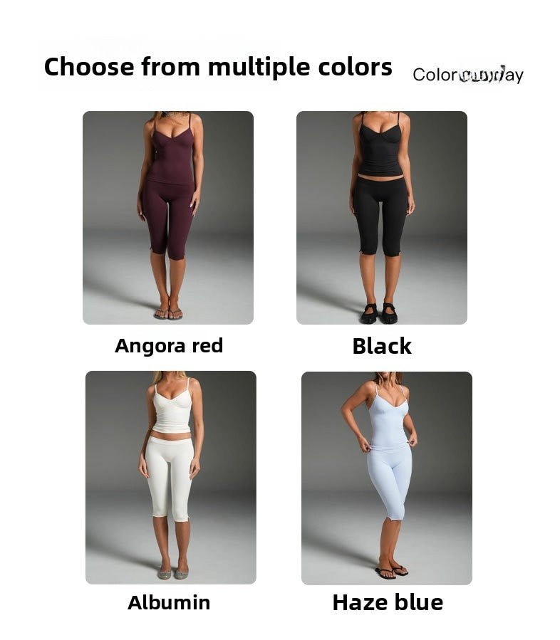 Sporty Yoga Calf-Length Pants For Women In Stretchy Nylon Fabric Featuring Slit Design