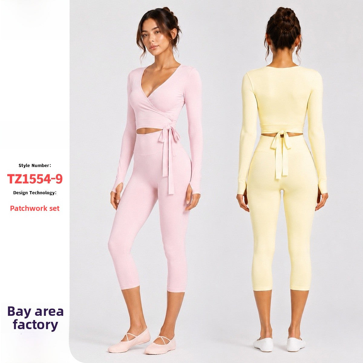 Sporty Calf-Length Yoga Pants For Women In Stretchy Nylon Fabric Featuring Front Tie Detail