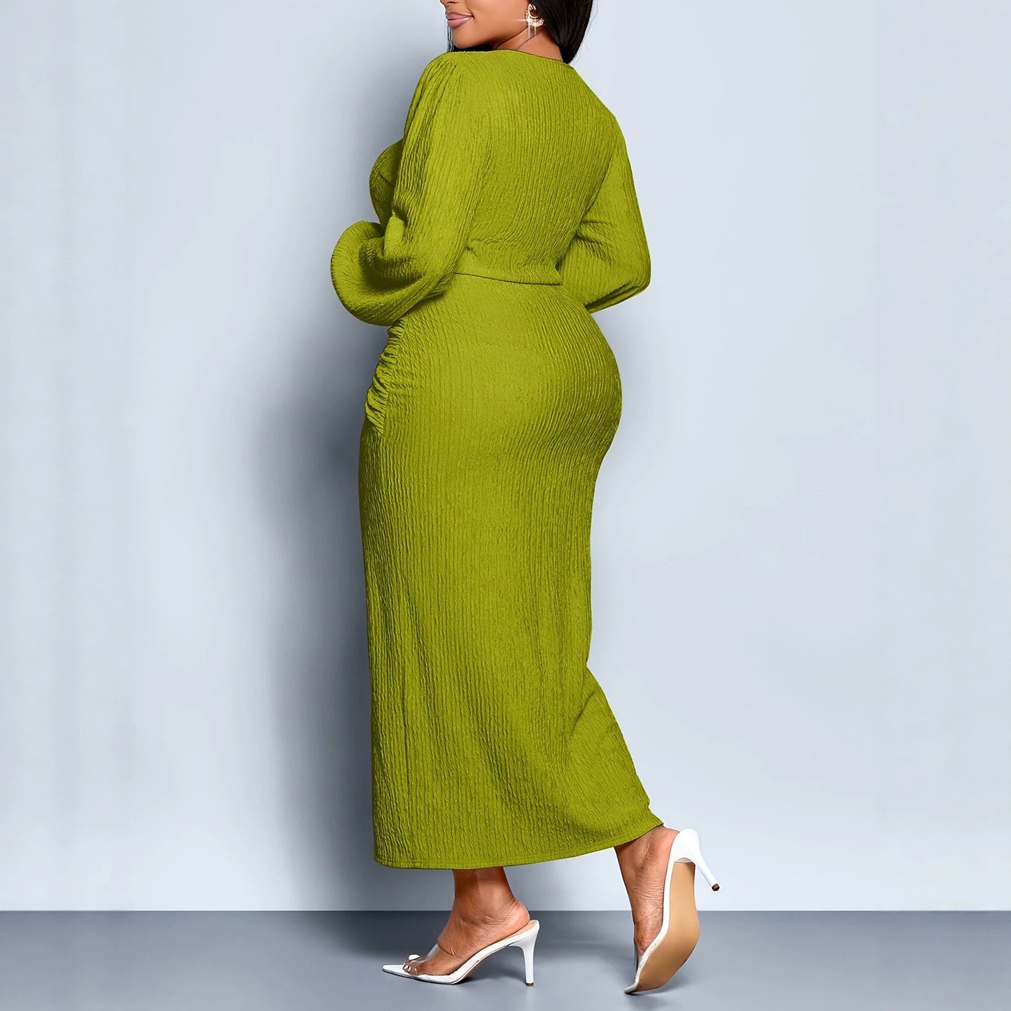 Elegant Women’s Long Sleeve Regular Dress With Square Collar, Featuring Polyester Spandex Fabric, Perfect For Charm