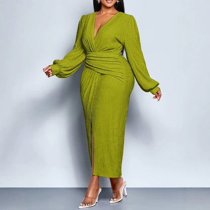 Elegant Women’s Long Sleeve Regular Dress With Square Collar, Featuring Polyester Spandex Fabric, Perfect For Charm