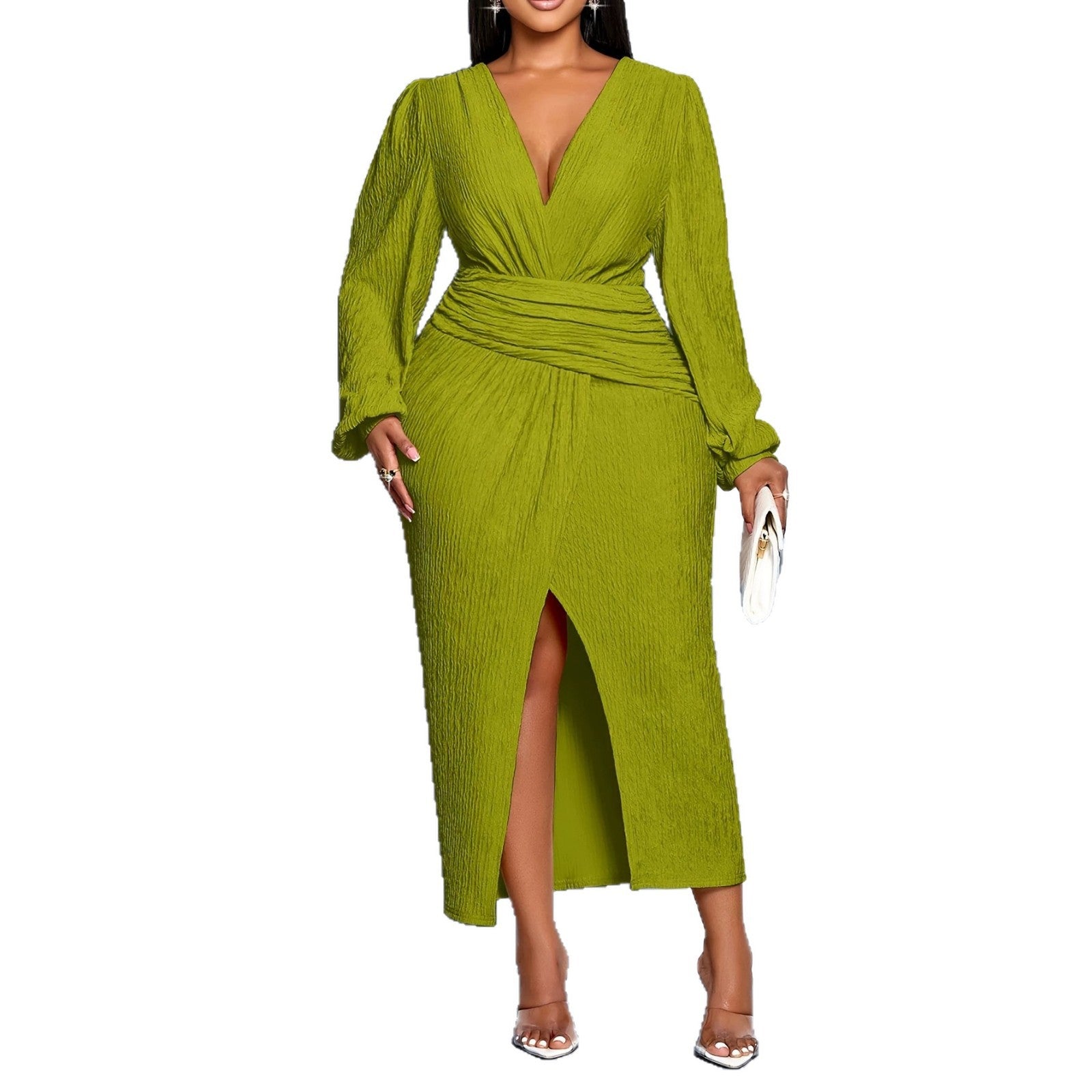 Elegant Women’s Long Sleeve Regular Dress With Square Collar, Featuring Polyester Spandex Fabric, Perfect For Charm