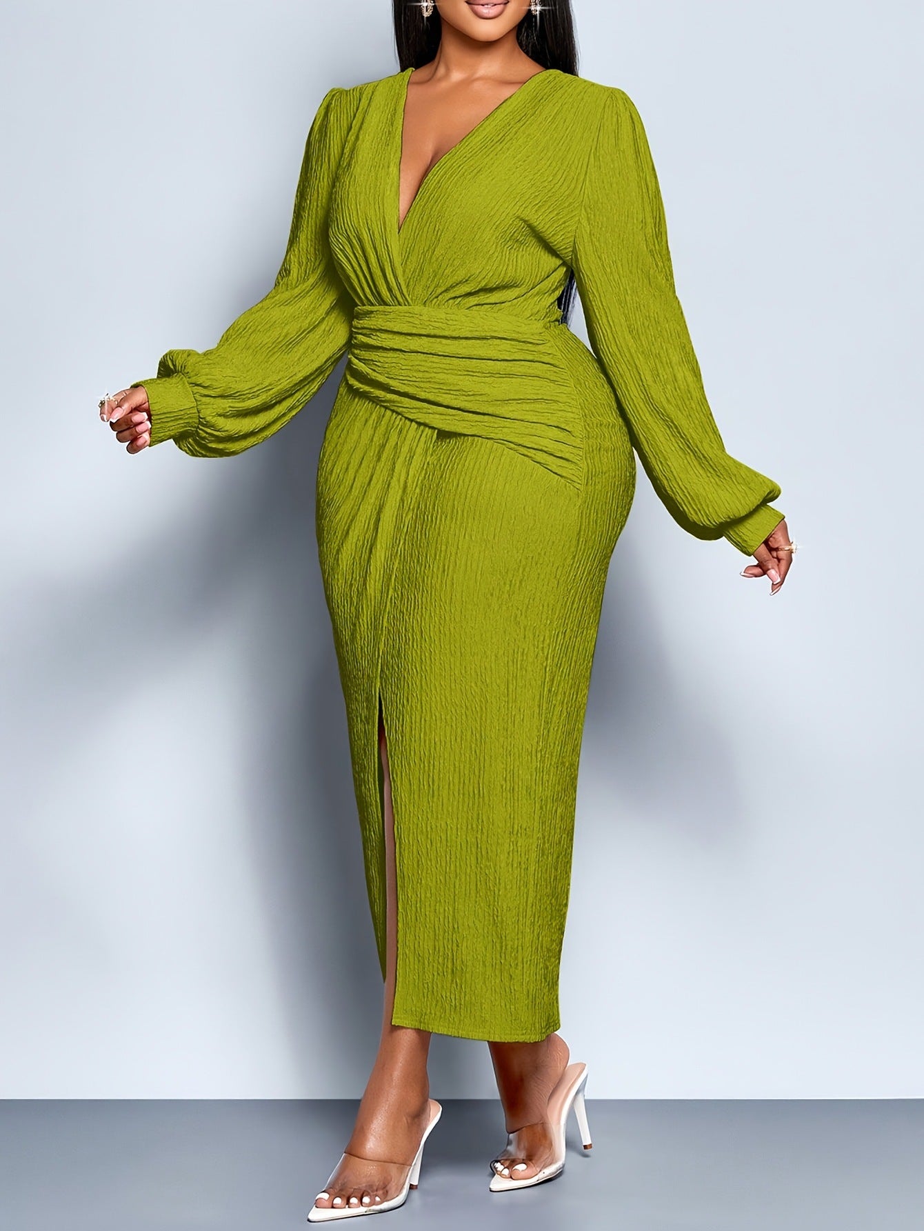 Elegant Women’s Long Sleeve Regular Dress With Square Collar, Featuring Polyester Spandex Fabric, Perfect For Charm