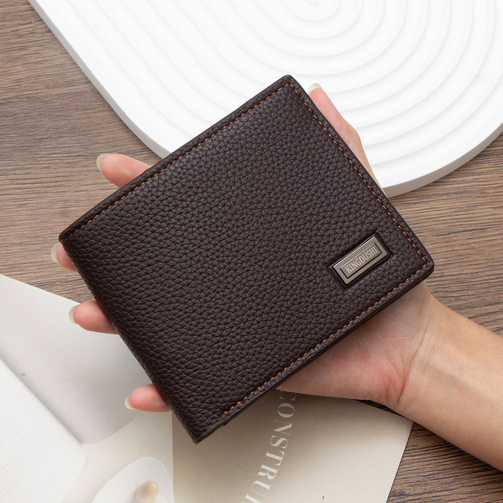Men's Small Wallet In Solid Color PU Leather, Stylish And Compact Design