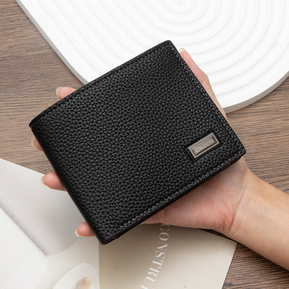 Men's Small Wallet In Solid Color PU Leather, Stylish And Compact Design
