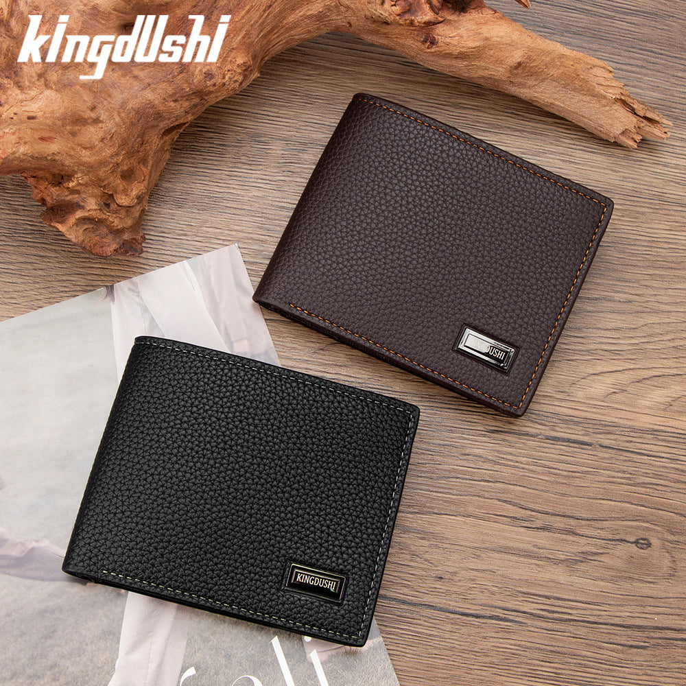 Men's Small Wallet In Solid Color PU Leather, Stylish And Compact Design