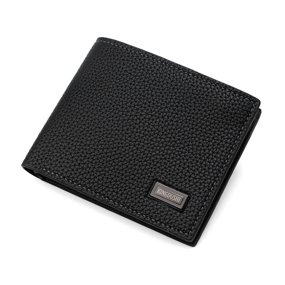 Men's Small Wallet In Solid Color PU Leather, Stylish And Compact Design