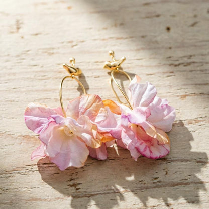 Handmade Marine Style Flowers Hoop Earrings For Women With KC Golden Plated Metal And 0.03µm Thickness