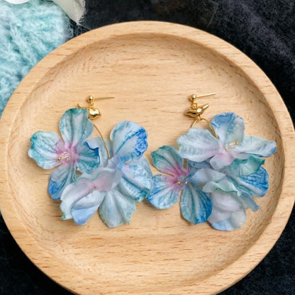Handmade Marine Style Flowers Hoop Earrings For Women With KC Golden Plated Metal And 0.03µm Thickness