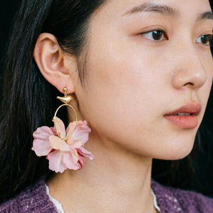 Handmade Marine Style Flowers Hoop Earrings For Women With KC Golden Plated Metal And 0.03µm Thickness