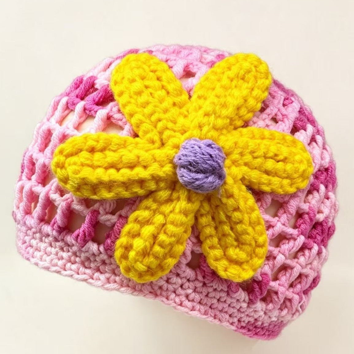 Cute Women’s Breathable Wool Cap With Flowers Pattern, Brimless Design, Made Of Polyester Featuring Hollow Out Craft