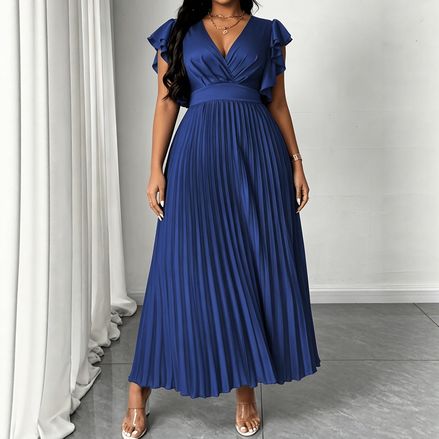 Solid Color V Neck Sheath Dress For Women In Simple Style, Perfect For Travel, Made With Polyester Fabric