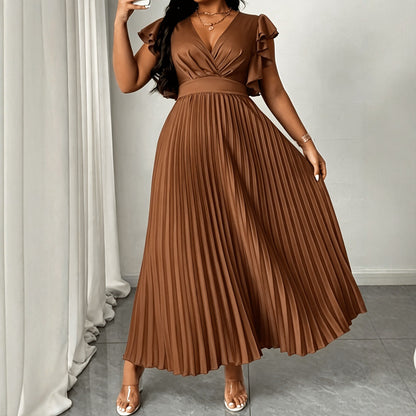 Solid Color V Neck Sheath Dress For Women In Simple Style, Perfect For Travel, Made With Polyester Fabric