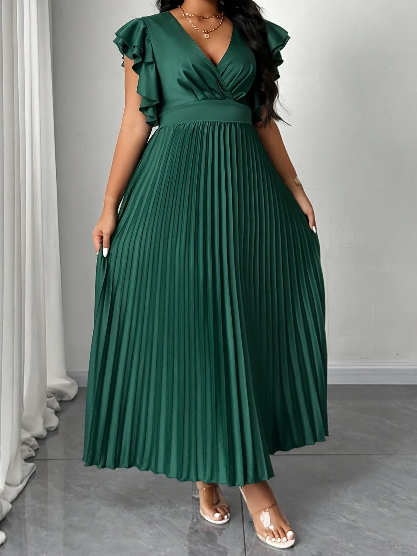 Solid Color V Neck Sheath Dress For Women In Simple Style, Perfect For Travel, Made With Polyester Fabric