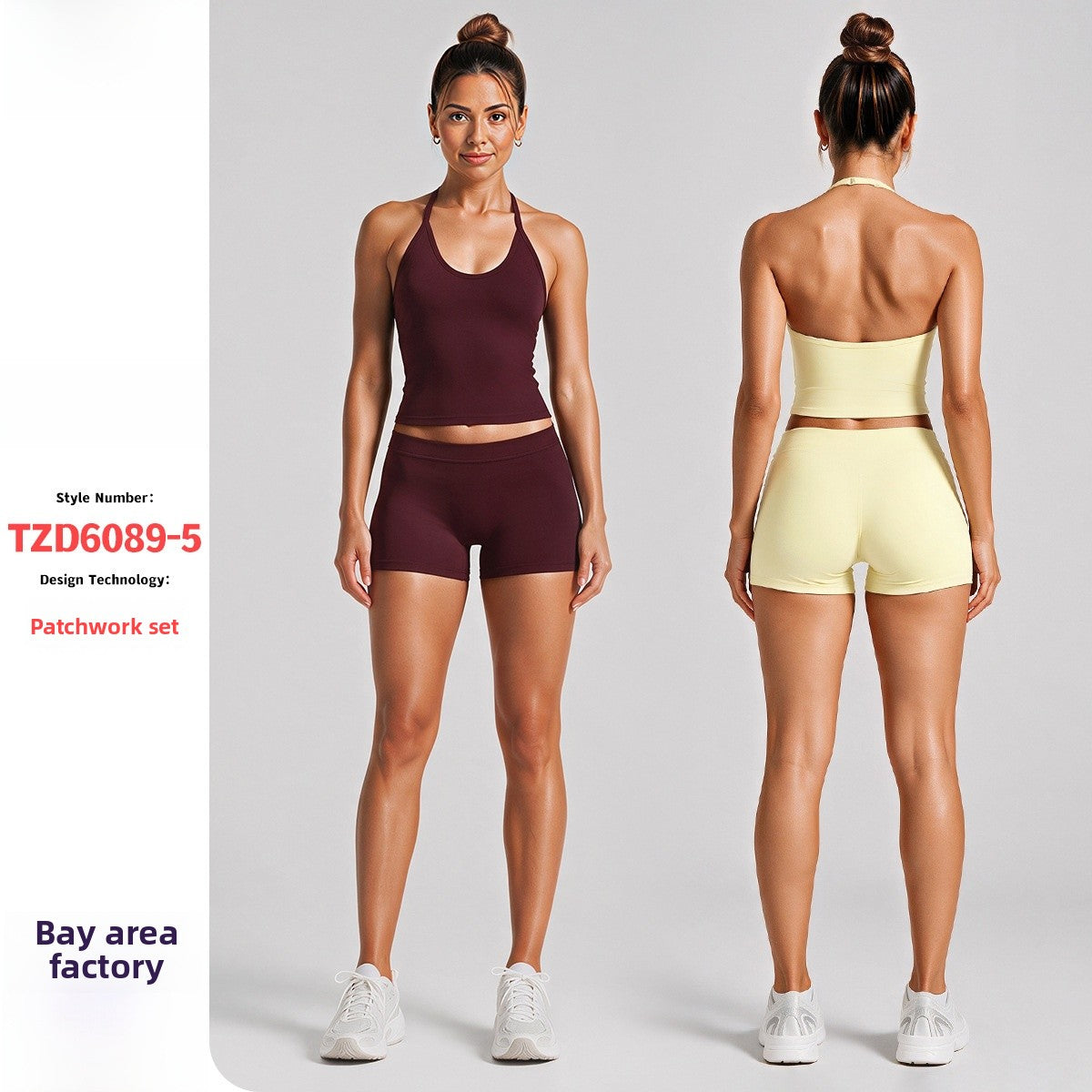Sport Yoga Shorts For Women In High Elasticity Nylon Fabric Featuring Backless Design And Sleeveless Style