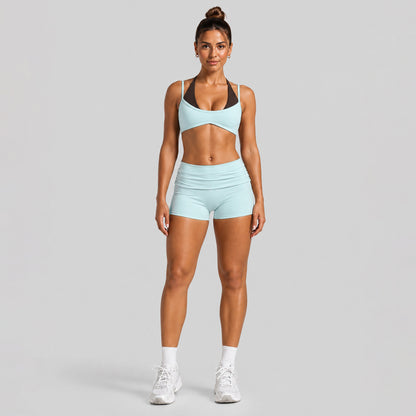 Sport Yoga Shorts For Women In Stretchy Nylon Fabric With Backless Design And Sleeveless Style
