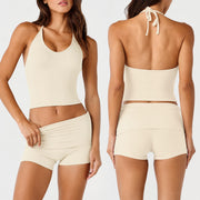 White Eggshell-colored Tank Top + Shorts