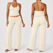 White Eggshell-colored Vest + Long Pants