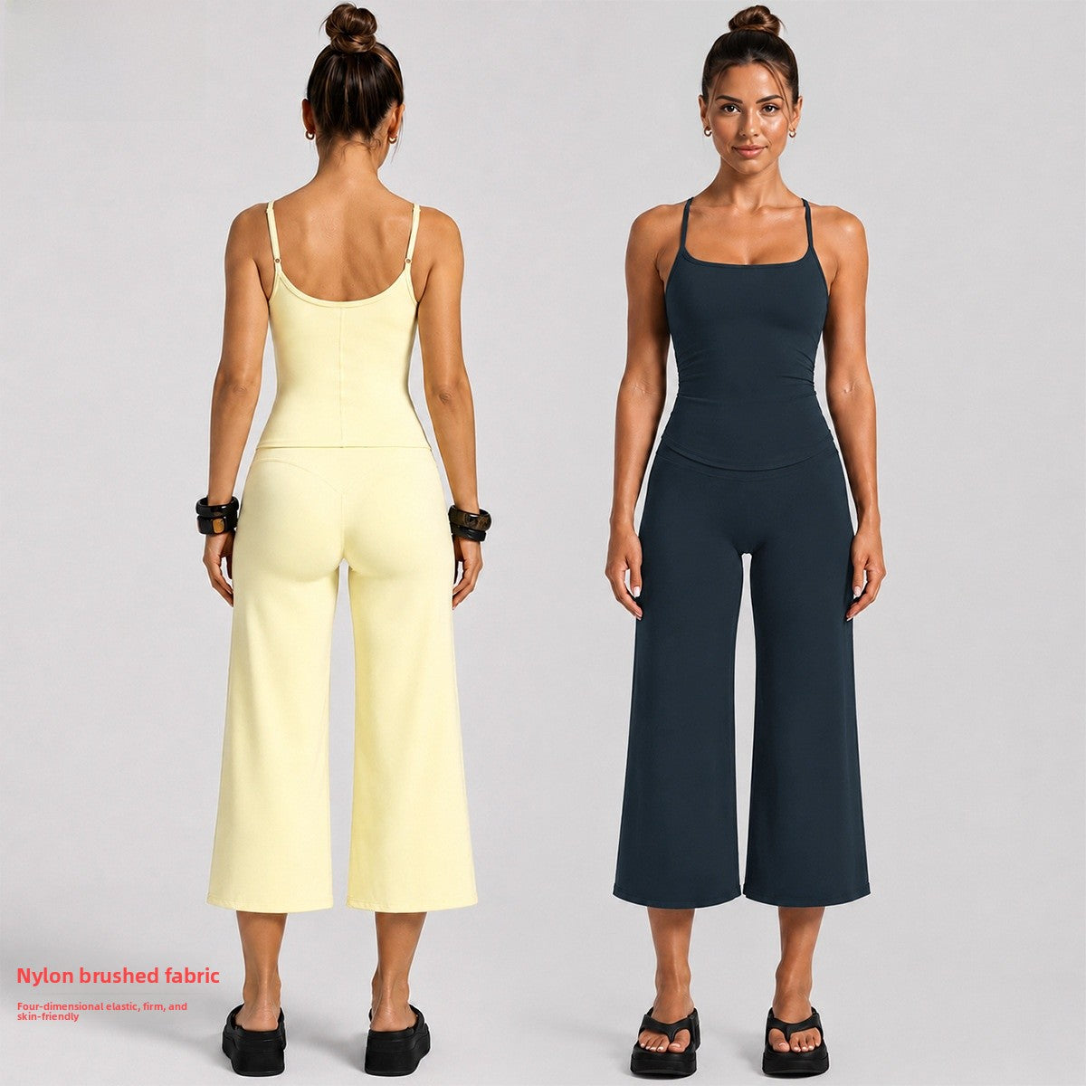 Sporty Calf-Length Yoga Jumpsuit For Women In Nylon Fabric Featuring A Backless Design And Sleeveless Style For Summer