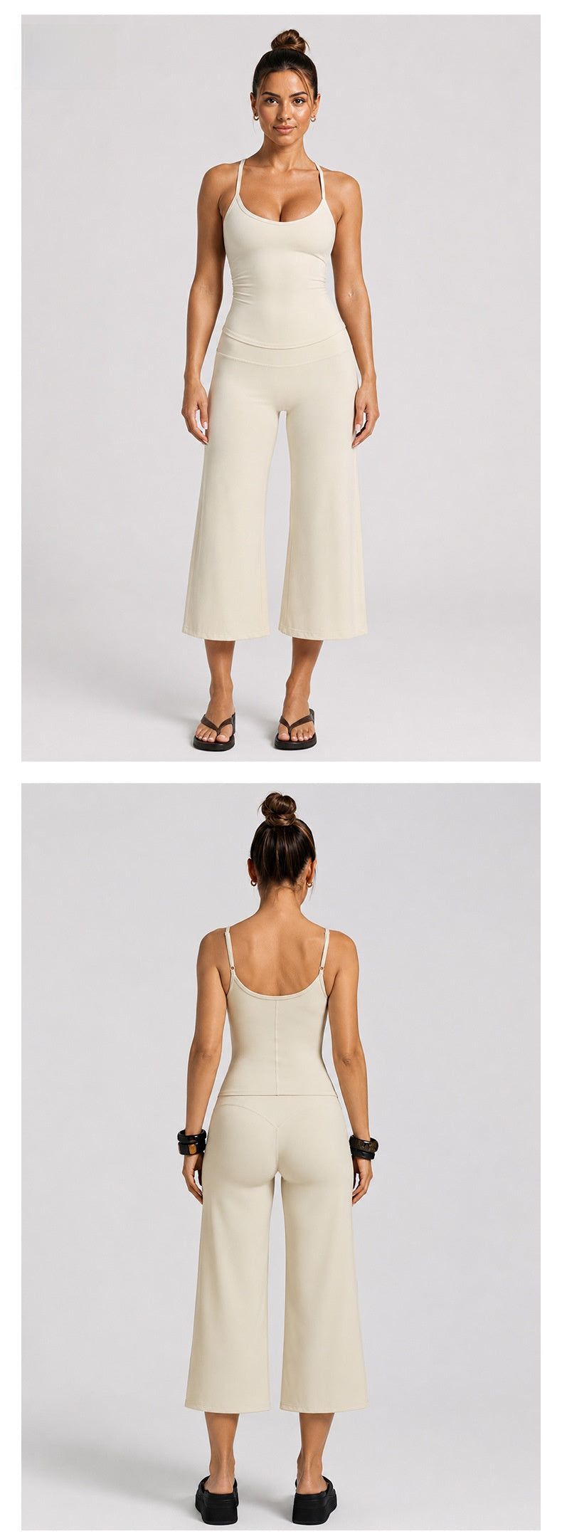 Sporty Calf-Length Yoga Jumpsuit For Women In Nylon Fabric Featuring A Backless Design And Sleeveless Style For Summer