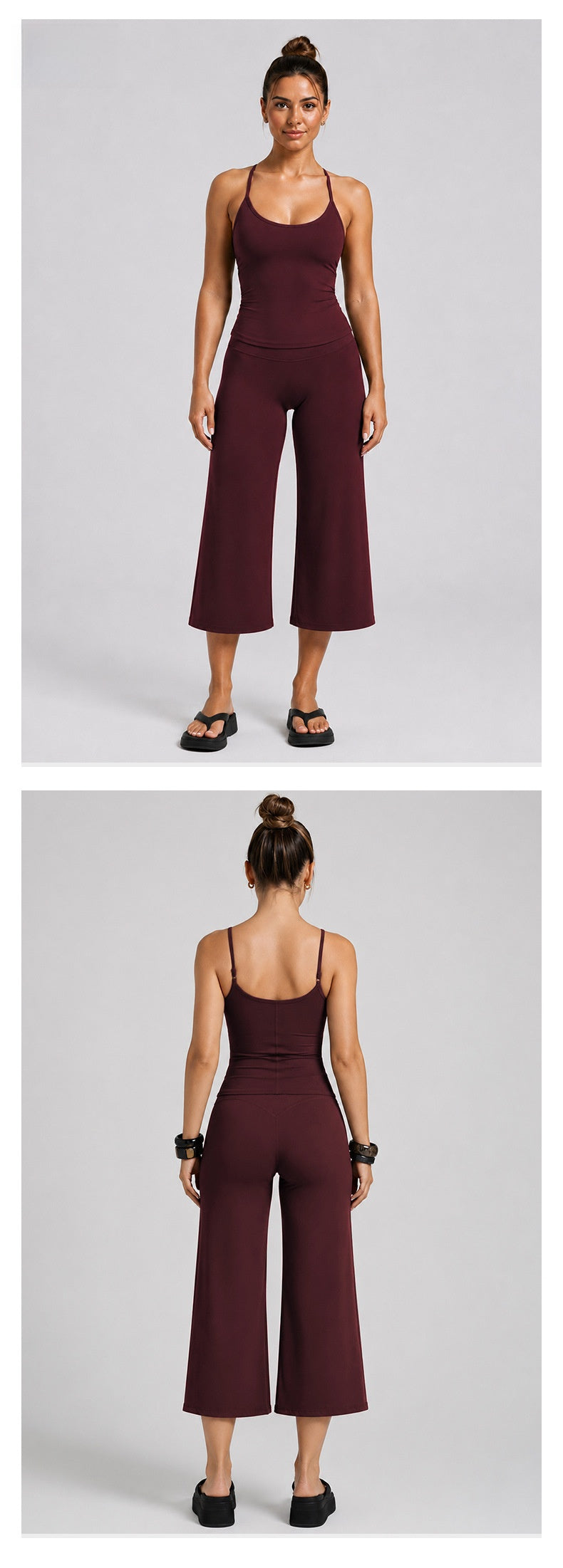 Sporty Calf-Length Yoga Jumpsuit For Women In Nylon Fabric Featuring A Backless Design And Sleeveless Style For Summer