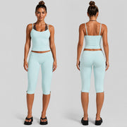 Light Blue Vest + Cropped Pants