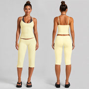 Creamy Yellow Vest + Cropped Pants