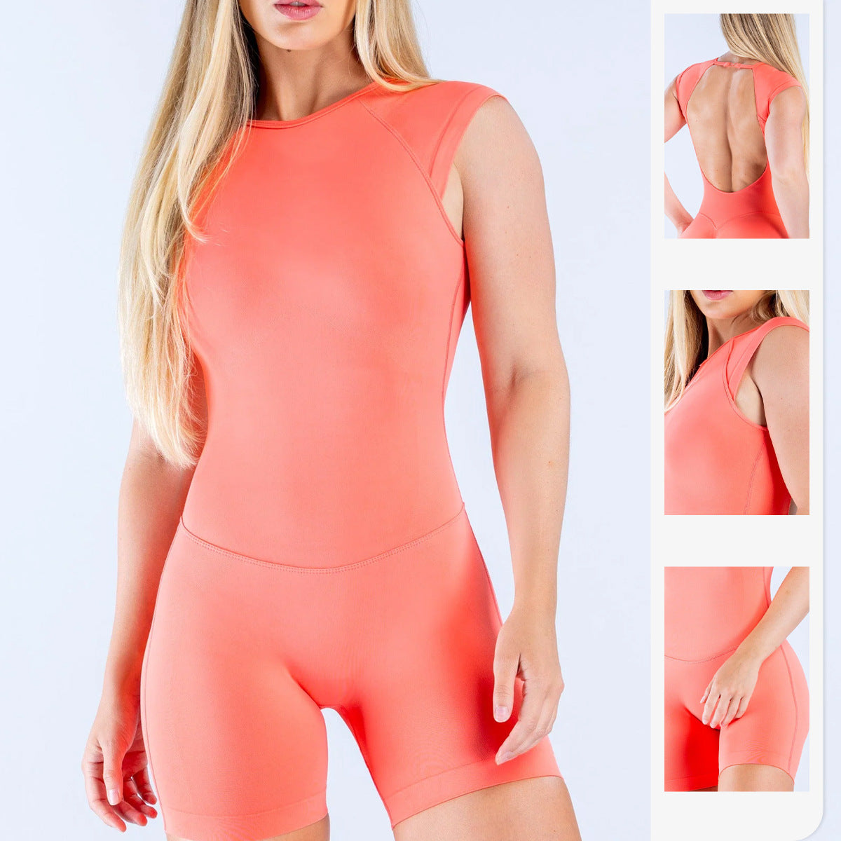 Women's Solid Color Nylon Rompers In Ivory With Short Sleeve And Pullover Design, Perfect For Yoga