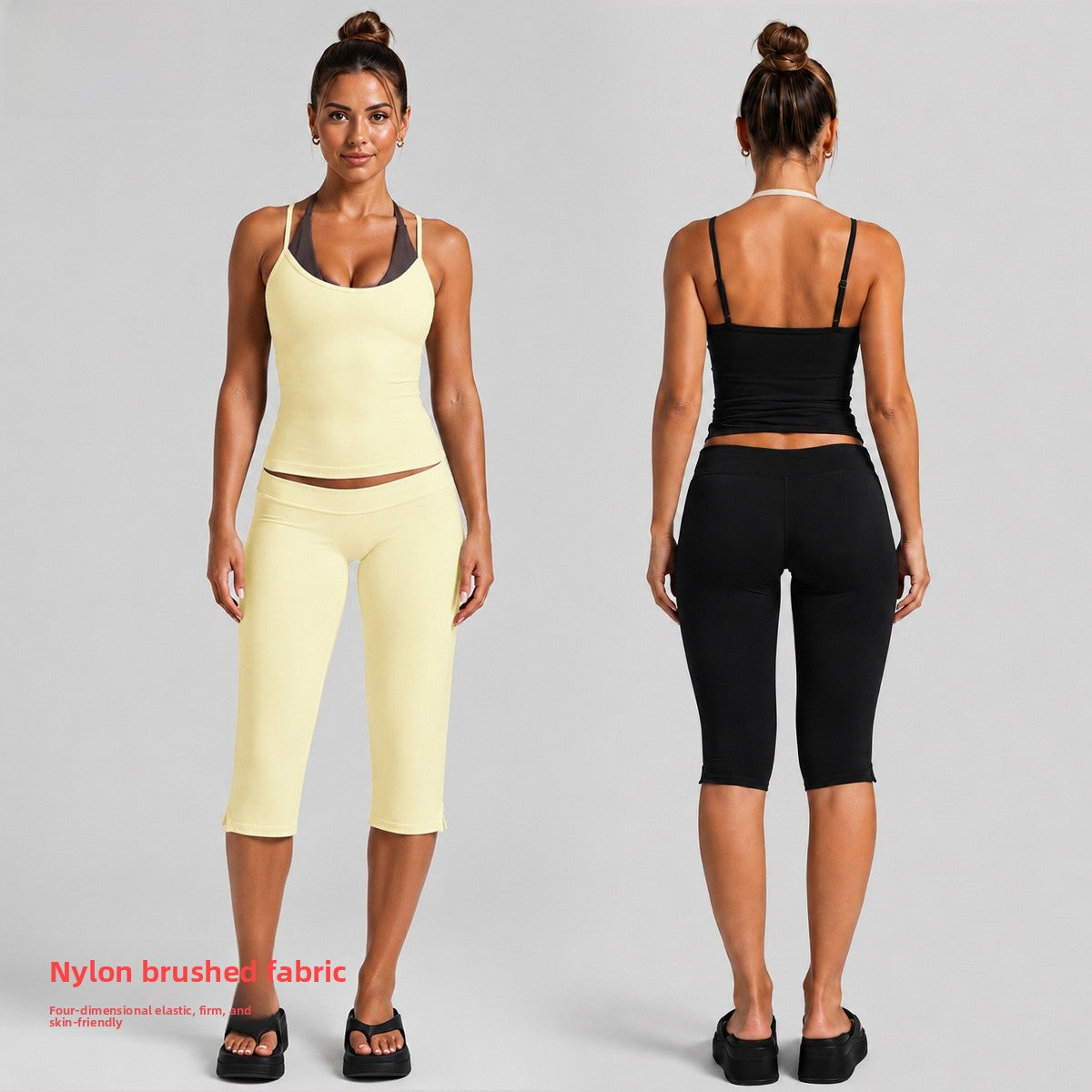 Color Block Sport Yoga Jumpsuit For Women Featuring Backless Design And Stretchy Nylon Fabric, Calf-Length Pants