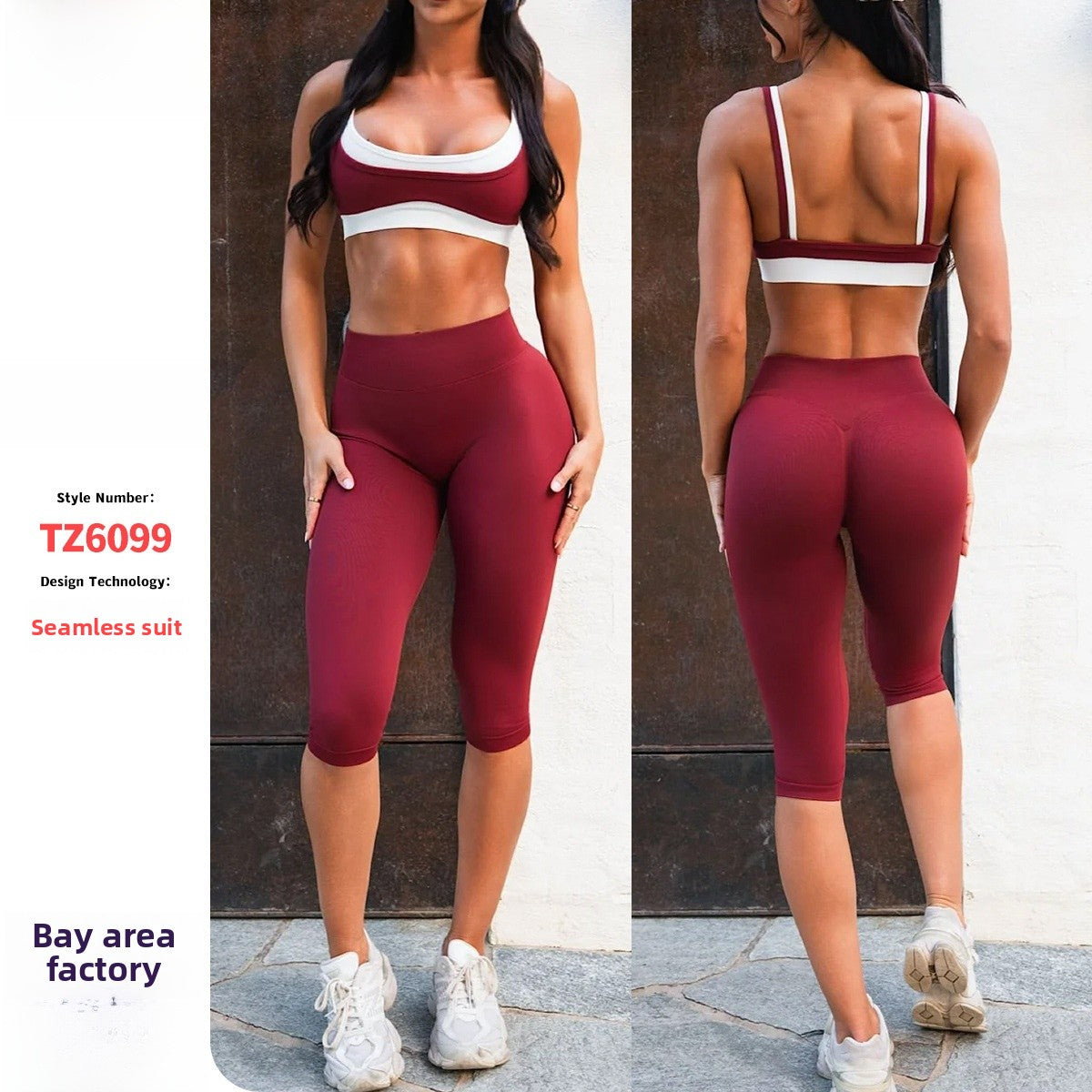 Color Block Sport Yoga Jumpsuit For Women With High Elasticity Nylon Fabric And Contrast Binding, Knee Length Design