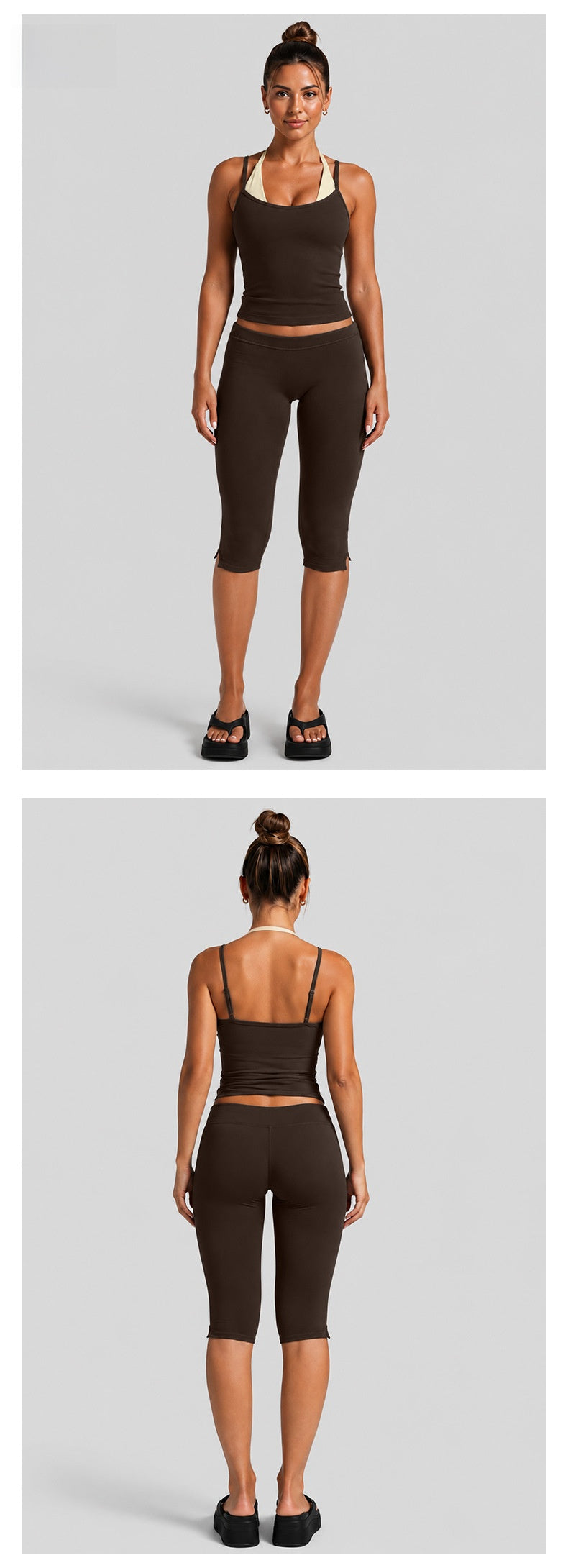 Color Block Sport Yoga Jumpsuit For Women Featuring Backless Design And Stretchy Nylon Fabric, Calf-Length Pants
