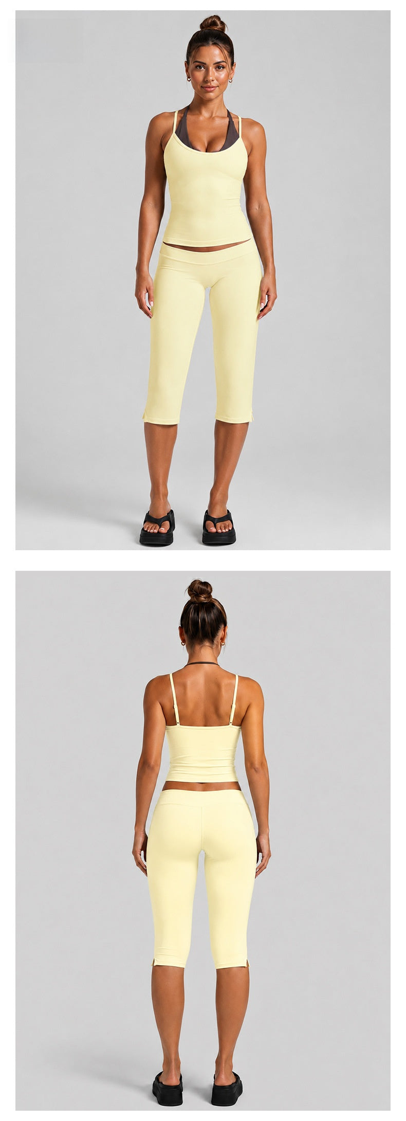 Color Block Sport Yoga Jumpsuit For Women Featuring Backless Design And Stretchy Nylon Fabric, Calf-Length Pants