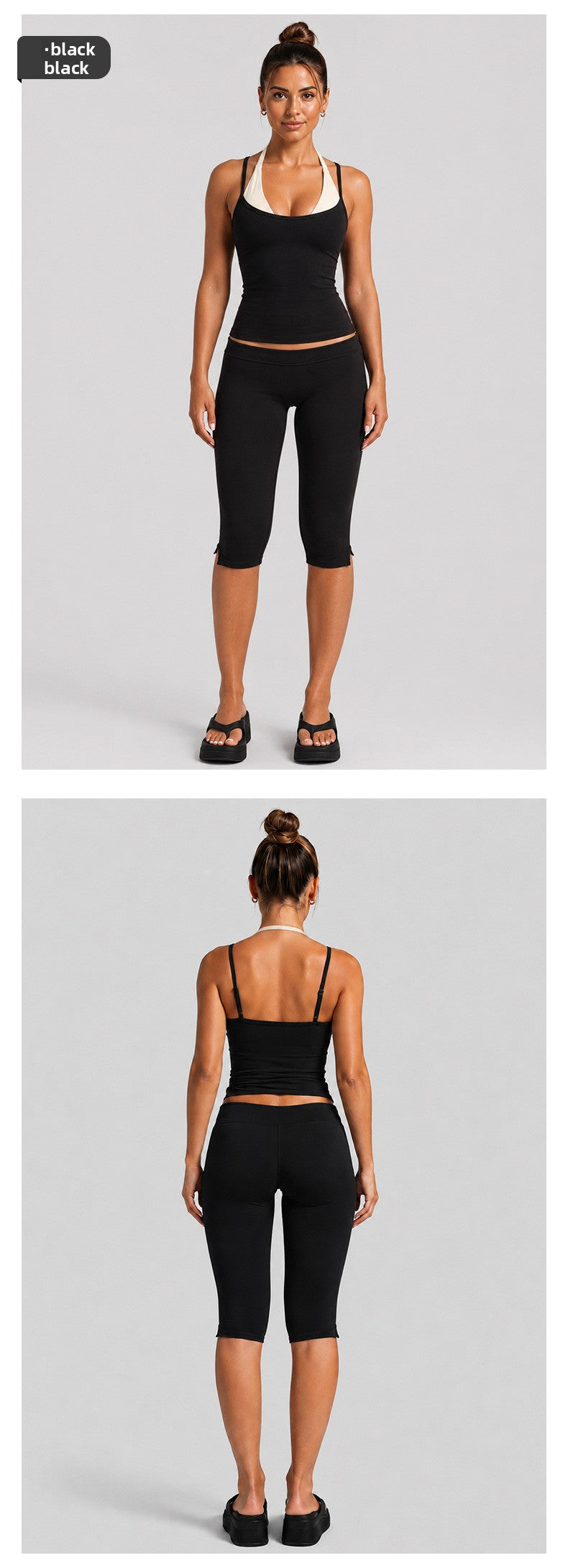 Color Block Sport Yoga Jumpsuit For Women Featuring Backless Design And Stretchy Nylon Fabric, Calf-Length Pants