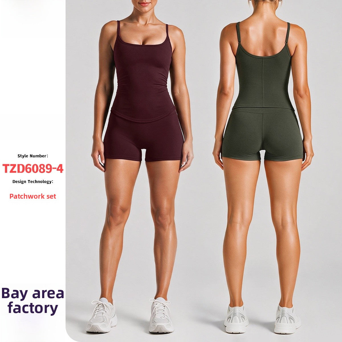Sport Running Shorts For Women In Stretchy Nylon Fabric With Backless Design And Sleeveless Style