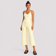Vest + Cropped Pants Cream Yellow