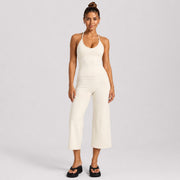 Vest + Cropped Pants, beige Color