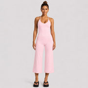 Vest + Cropped Pants, Pink